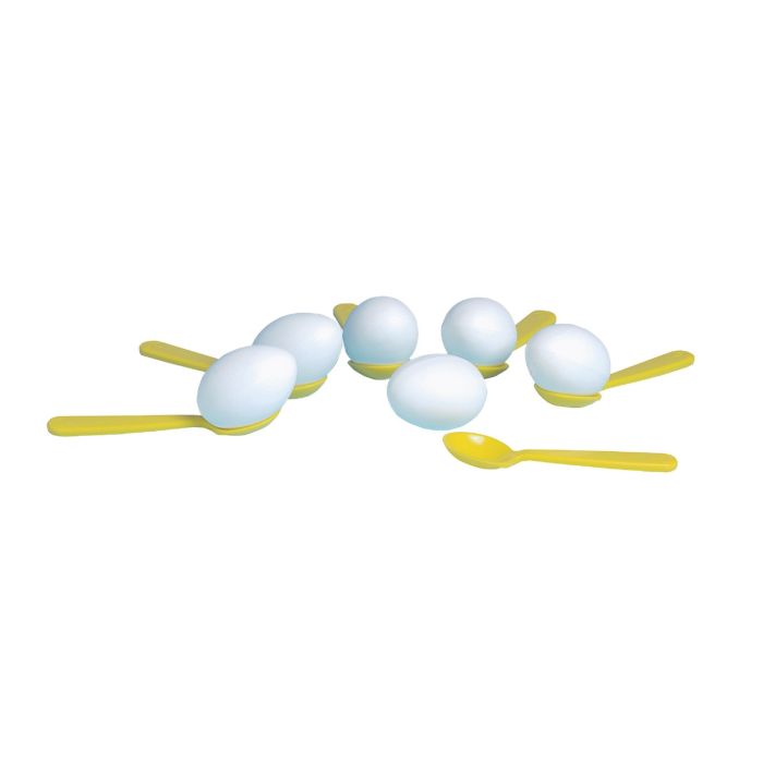 Egg and Spoon Race Set - White/Yellow - Pack of 6 Egg and Spoon Race Set - White/Yellow - Pack of 6