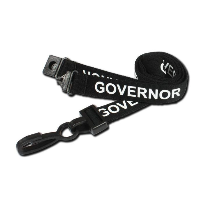 Pre Printed Breakaway Lanyard 15mm - Governor - Black - Pack of 10