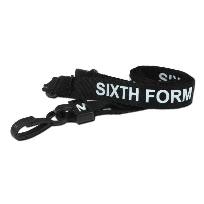 Pre Printed Breakaway Lanyard 15mm - Sixth Form - Black - Pack of 10