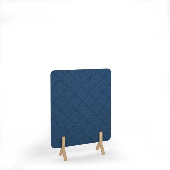 Lattice Acoustic Floor Standing Screen Wooden Legs - Blue