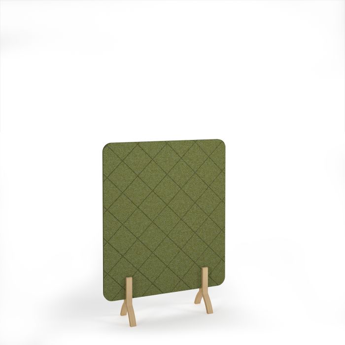Lattice Acoustic Floor Standing Screen Wooden Legs Dk Green
