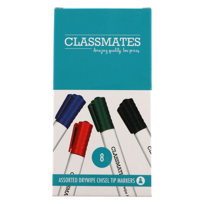 Classmates Whiteboard Marker - Assorted - Chisel Tip - Pk 8