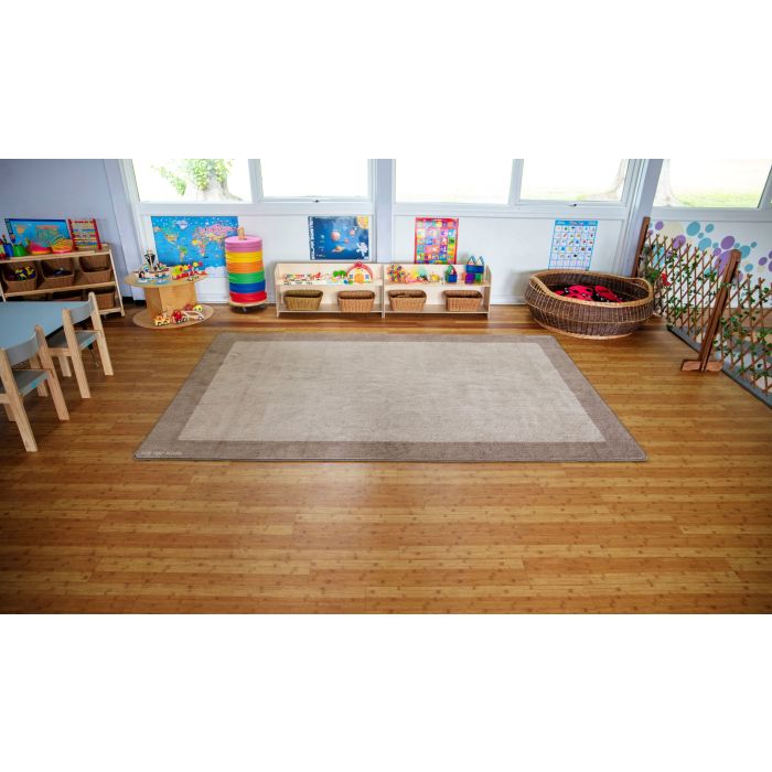 Classic Rectangular Border Carpet - Beige