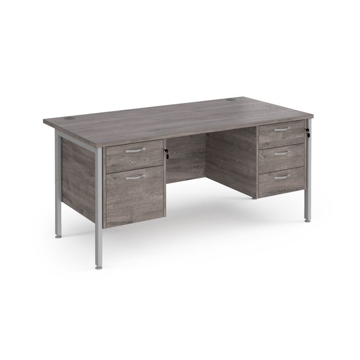 Straight Desk With 2 Plus 3 Drawer Pedestal - Grey Oak Straight Desk With 2 Plus 3 Drawer Pedestal - Grey Oak