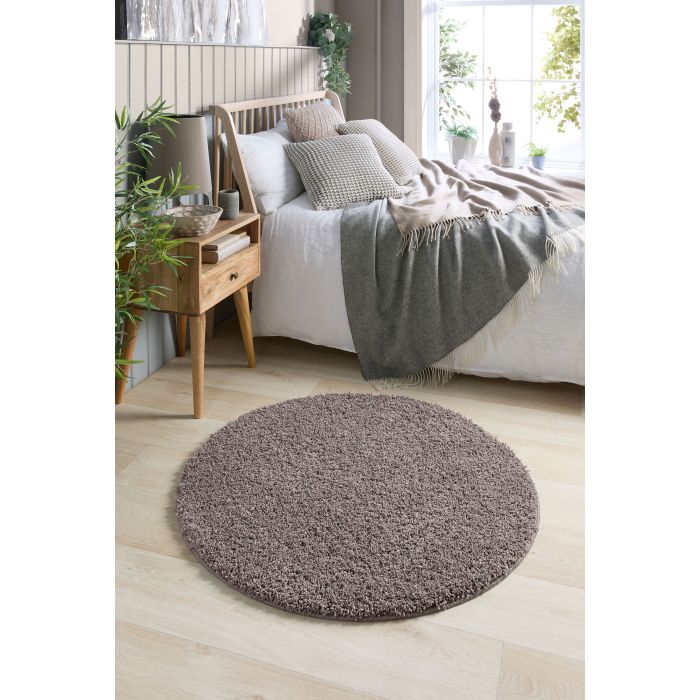 Fleck Circle Shaggy Washable Rug - 200cm - Mocha