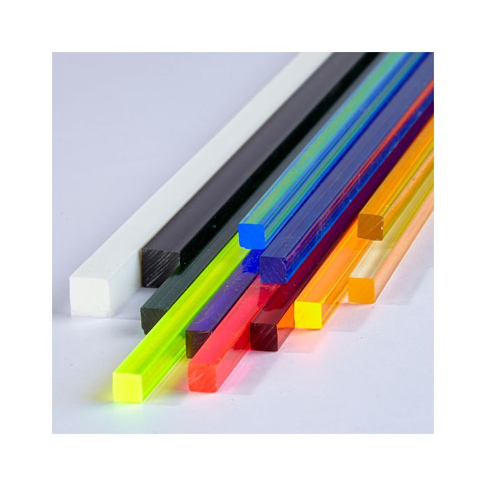 Coloured Square Extruded Acrylic Rods - 9.5mm Square Coloured Square Extruded Acrylic Rods - 9.5mm Square
