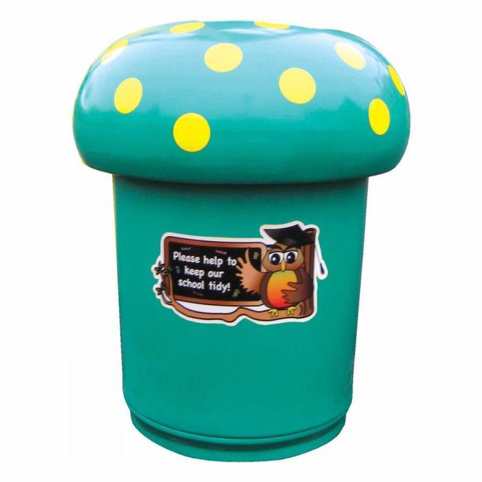 Mushroom Bin with Owl Graphics & Spots (Each) Mushroom Bin with Owl Graphics & Spots (Each)