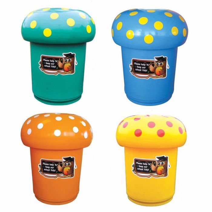 Mushroom Bin with Owl Graphics & Spots - Pack of 4 Mushroom Bin with Owl Graphics & Spots - Pack of 4
