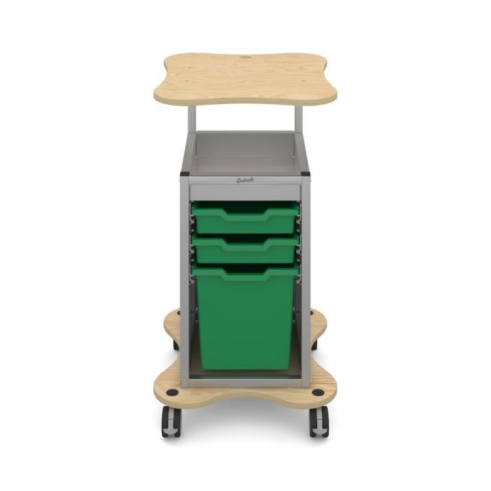 Silver Trolley with 2 Shallow & 1 Jumbo Trays - Green