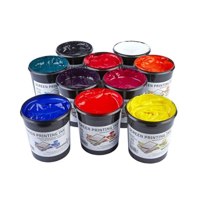Specialist Crafts Water-Based Textile Ink 1kg. Set of 10