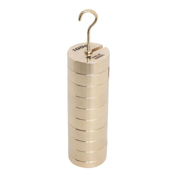 Hanging Slotted Masses- Brass (1kg) - 9 x 100g