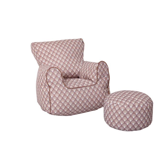 Boho Bean Filled Armchair and Stool - Rainbow Print