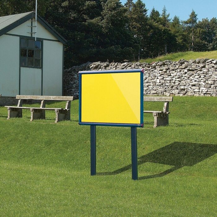 Shield Sunken Post M.ted Ext S.case 1050 x 752mm - Blue Frame/Primrose Yellow