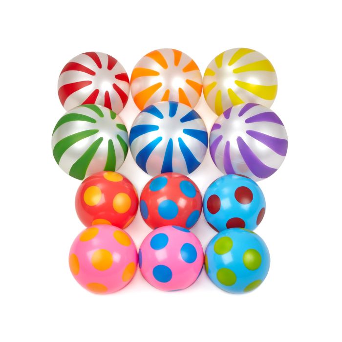 Spots and Stripes Balls - Pack of 12 Spots and Stripes Balls - Pack of 12