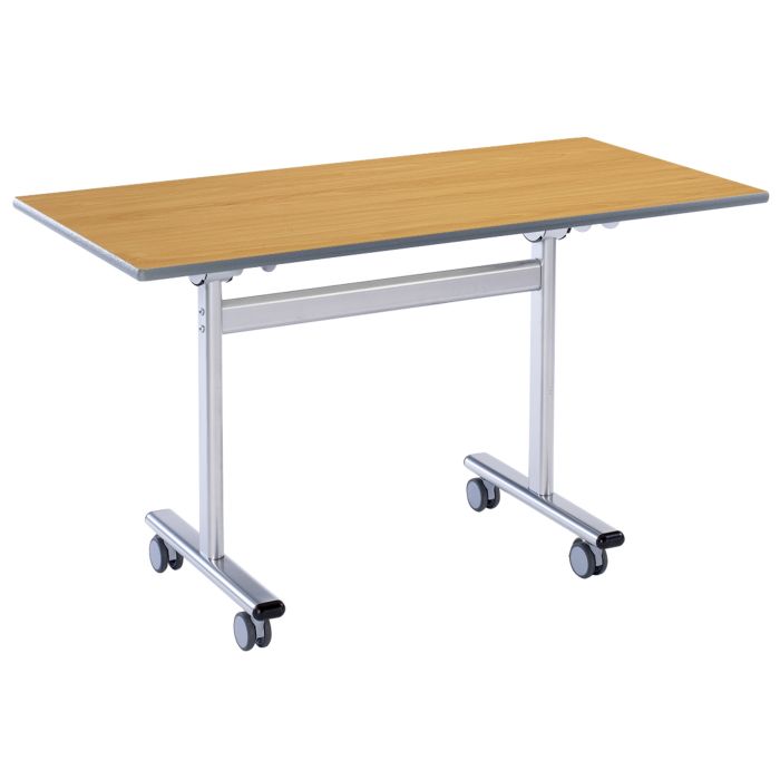 Flip Top Rectangular Table 1200x600mm - Beech - Charcoal