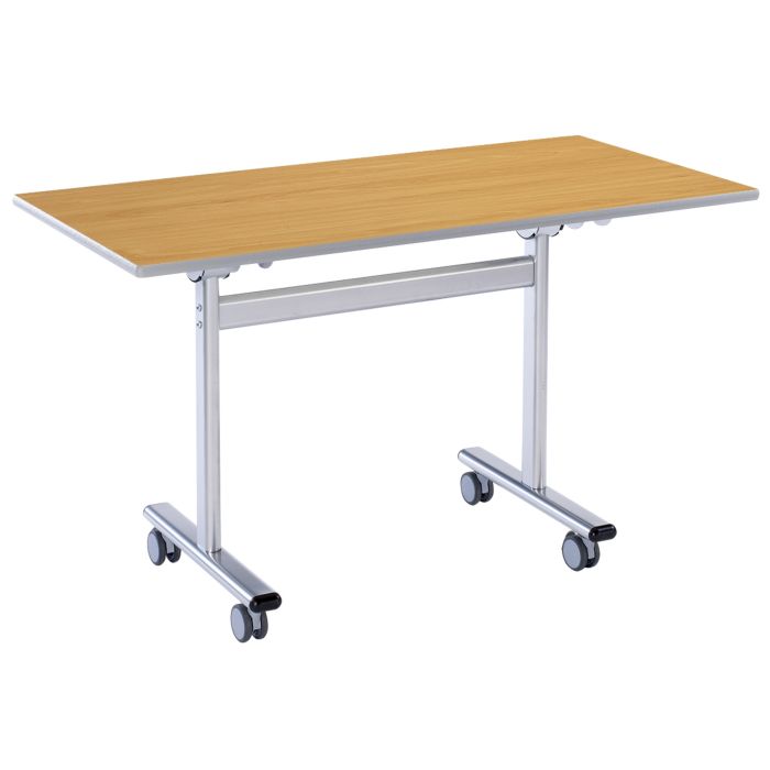 Flip Top Rectangular Table 1200x600mm - Beech - Light Grey