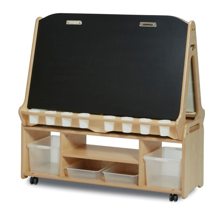 Millhouse Double Sided Easel High Storage Trolley - 4 Children - (Chalkboard)