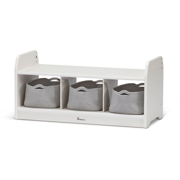 Millhouse White Low Storage Unit (inc rope baskets)
