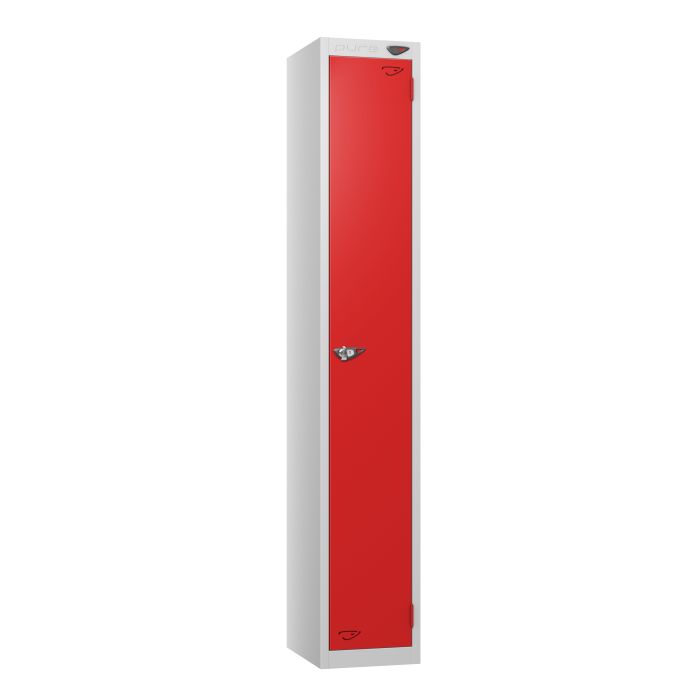 Full Height Flat Top Lockers - 30cm Depth - Red - 1 Door