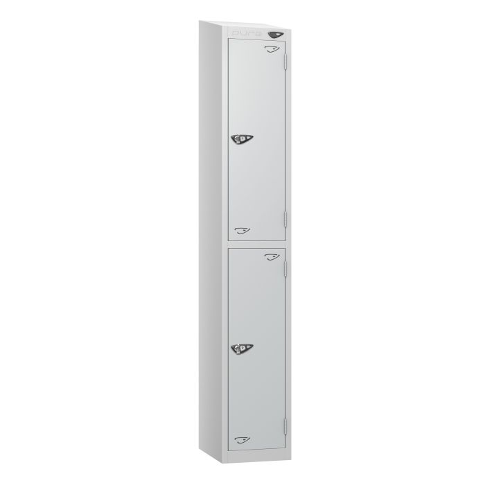 Lockers- Full Height Sloping Top- Depth 30cm- Silver- 2 Door