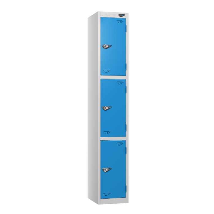 Full Height Flat Top Lockers - 30cm Depth - Blue - 3 Door Full Height Flat Top Lockers - 30cm Depth - Blue - 3 Door