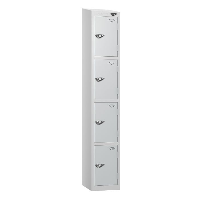 Lockers- Full Height- Sloping Top- Depth 30cm- Silver 4 Door Lockers- Full Height- Sloping Top- Depth 30cm- Silver 4 Door
