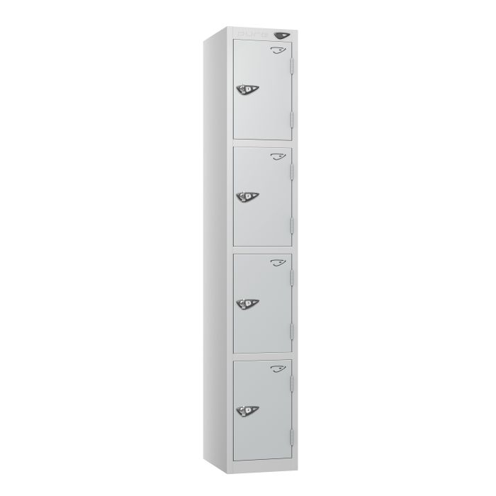Full Height Flat Top Lockers - 30cm Depth - Silver - 4 Door Full Height Flat Top Lockers - 30cm Depth - Silver - 4 Door