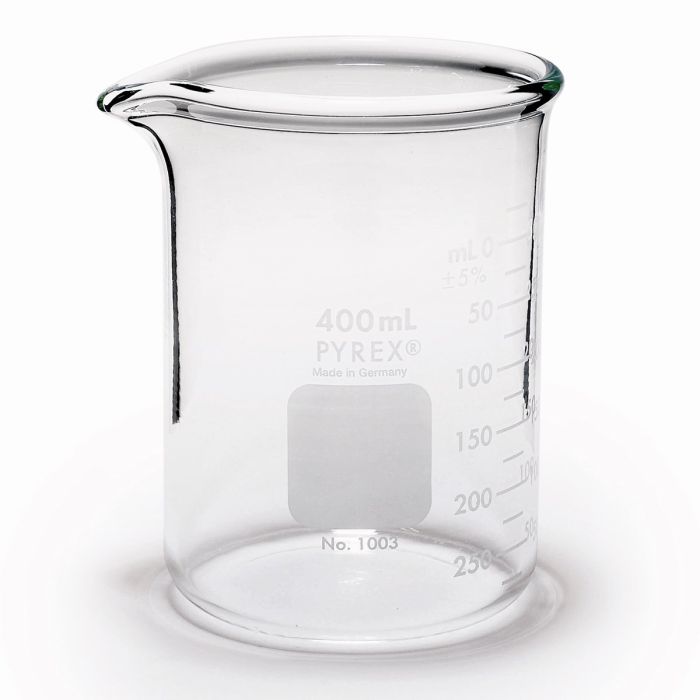 Pyrex HDuty Glass Beaker SquatForm - 400ml - Pack of 10 Pyrex HDuty Glass Beaker SquatForm - 400ml - Pack of 10