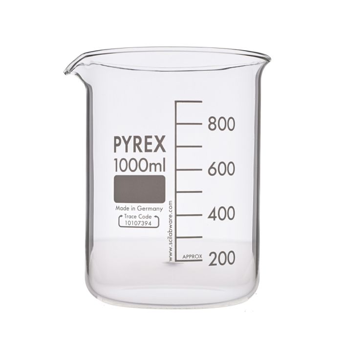 Pyrex Glass Beaker Squat Form - 1000ml - Pack of 10 Pyrex Glass Beaker Squat Form - 1000ml - Pack of 10