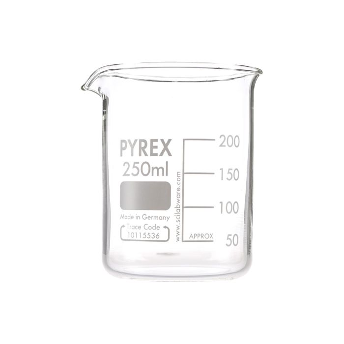 Pyrex Glass Beaker Squat Form - 250ml - Pack of 10 Pyrex Glass Beaker Squat Form - 250ml - Pack of 10