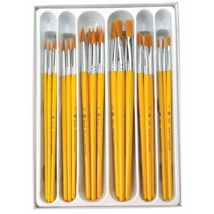 Royal & Langnickel Value Pack Gold Taklon Brushes - Pk 30