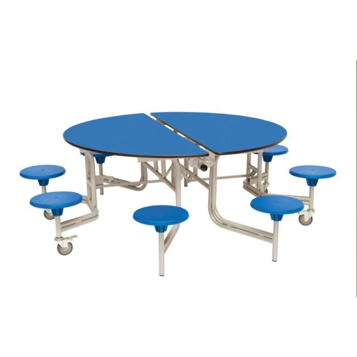 Secondary Circular 8 Seater Table Yellow Seat Blue Top