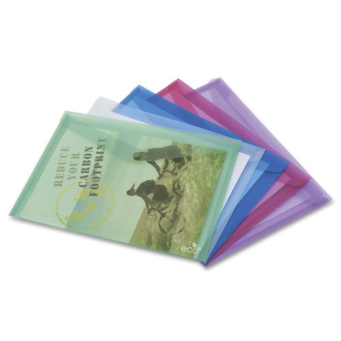 Rapesco Eco A4 Popper Wallet Assorted - Pack of 5 Rapesco Eco A4 Popper Wallet Assorted - Pack of 5