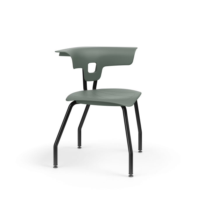 Ruckus 4 Leg Chair with Upholstery - Black Frame - Dark Grey