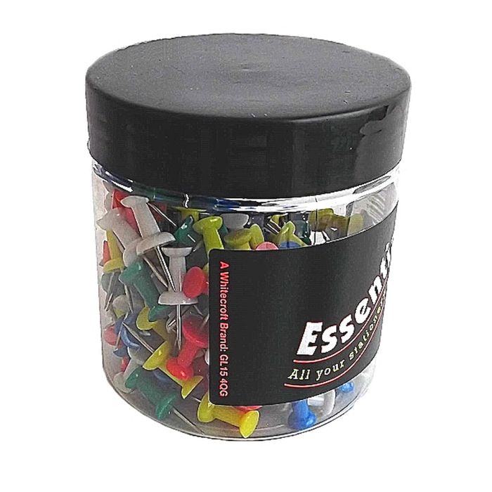 Push Pins Assorted Colours Tub of 200 Push Pins Assorted Colours Tub of 200