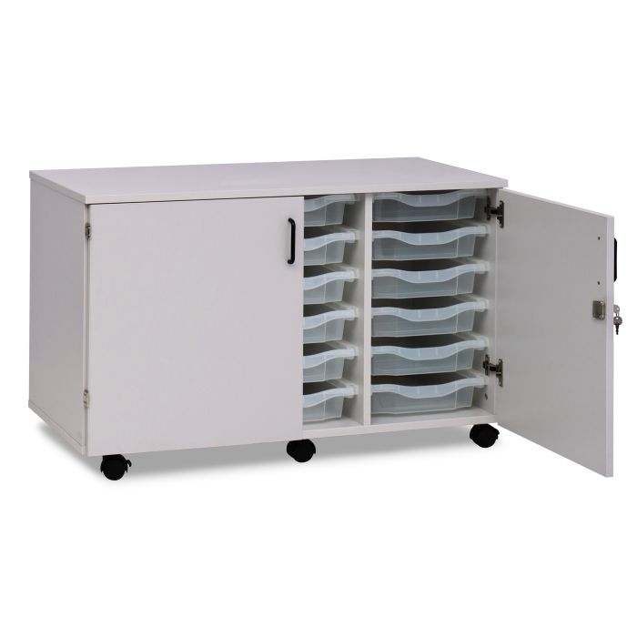 Grey 18 Tray Triple Column Unit with Lockable Doors
