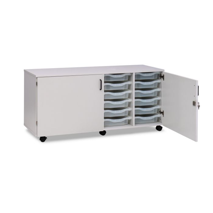 Grey 24 Tray Quad Column Unit with Lockable Doors