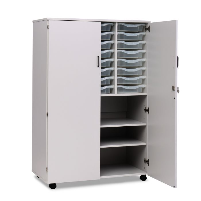 Grey 24 Tray Tall Lockable Storage Unit