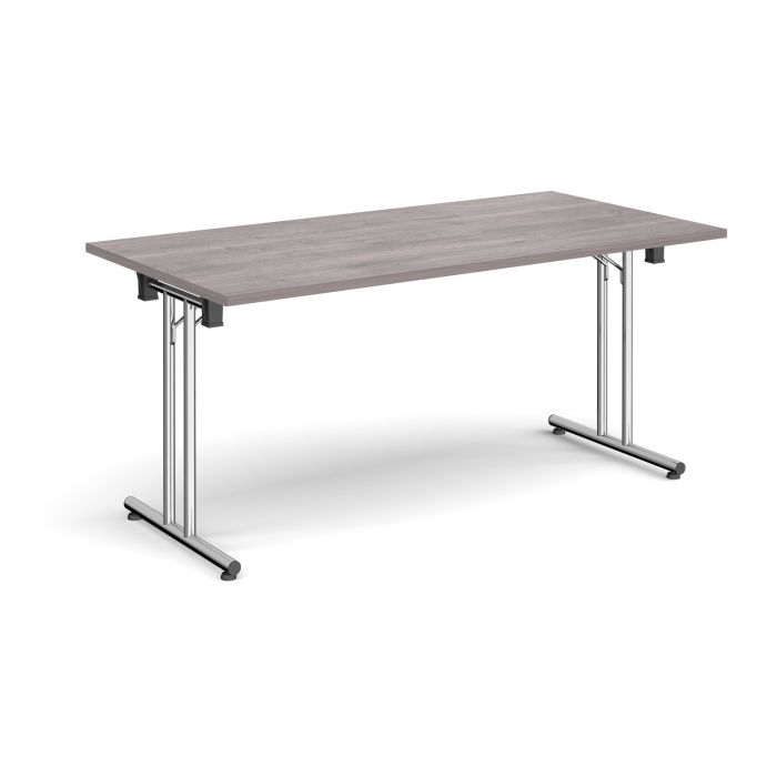 Folding Meeting Table 1600x800mm - Grey Oak - Silver Frame