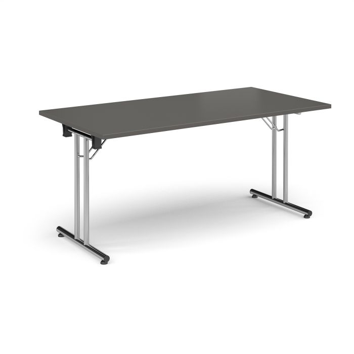 Folding Meeting Table 1600x800mm - Charcoal - Silver Frame