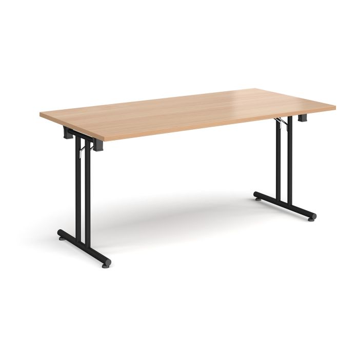 Folding Meeting Table 1600x800mm - Beech - Black Frame