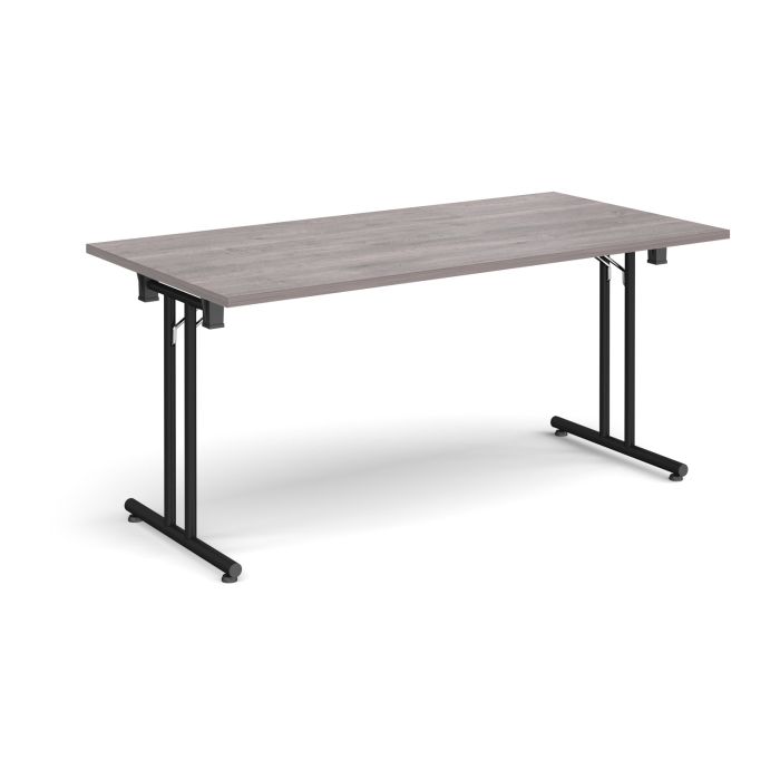 Folding Meeting Table 1600x800mm - Grey Oak - Black Frame
