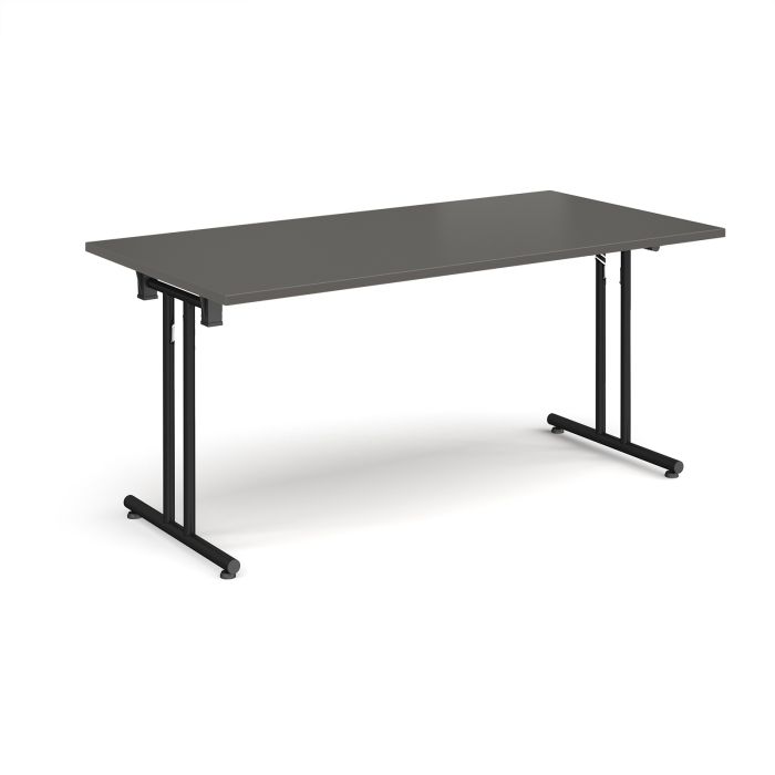 Folding Meeting Table 1600x800mm - Charcoal - Black Frame