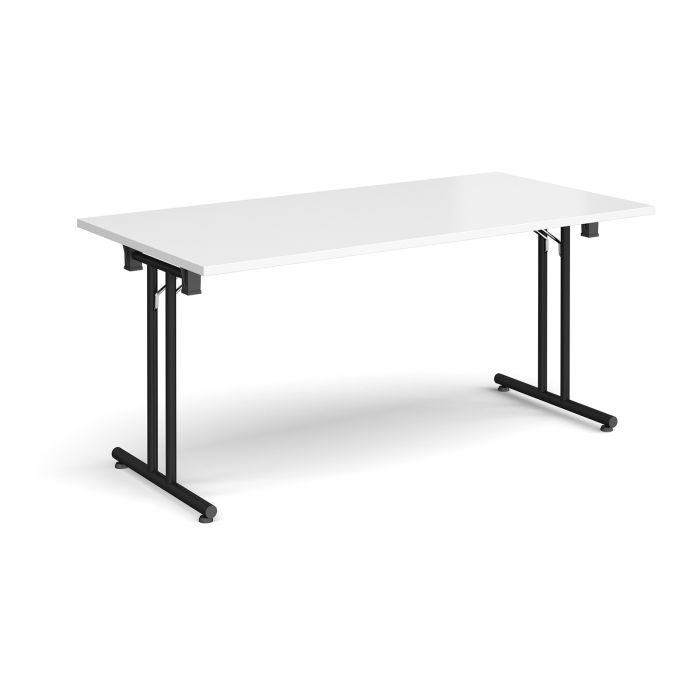Folding Meeting Table 1600x800mm - White - Black Frame