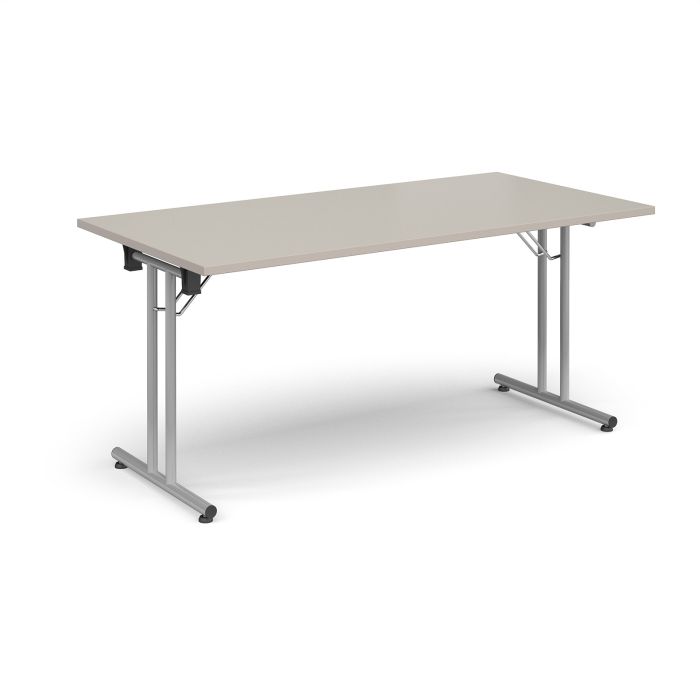 Folding Meeting Table 1600x800mm - Light Grey - Silver Frame