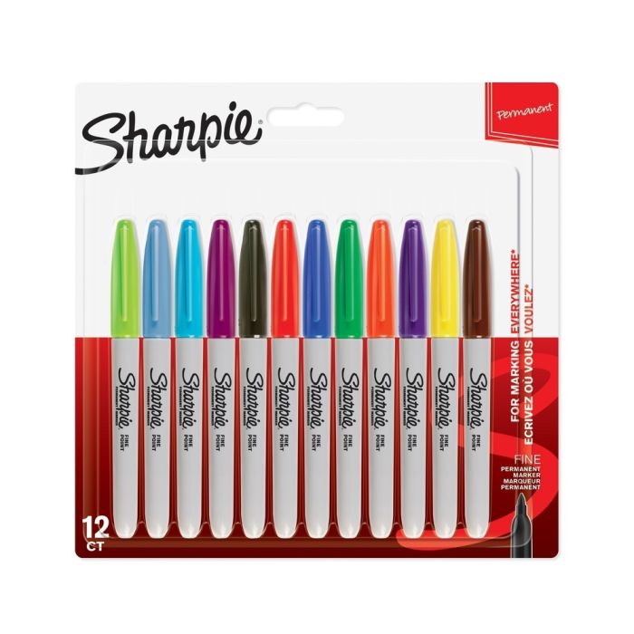 Sharpie Fine Permanent Markers Assorted - Pack of 12