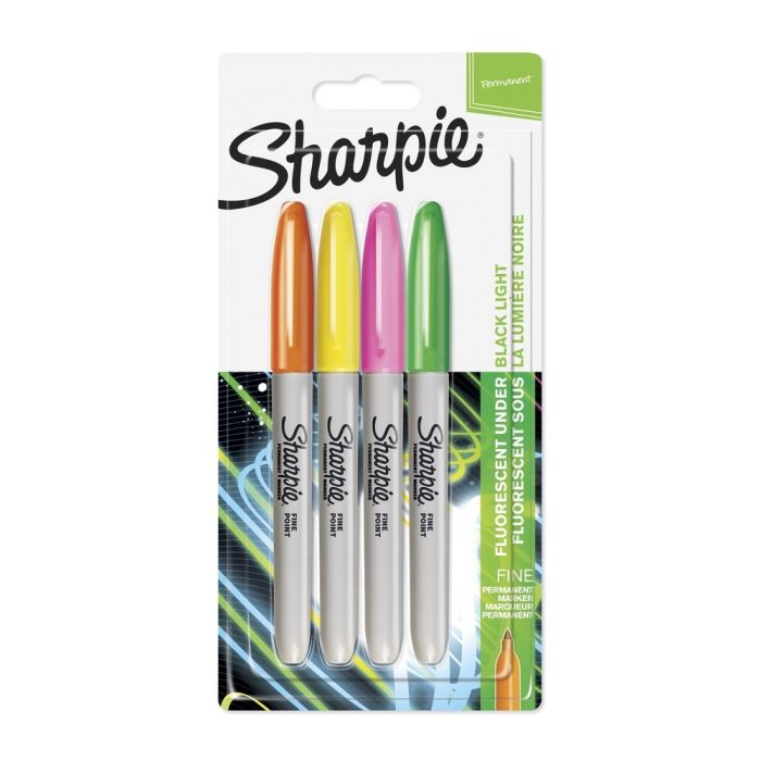 Sharpie Neon Permanent Markers Assorted - Pack of 4