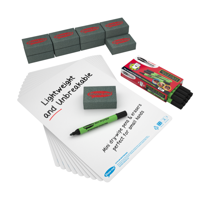 Show-me A4 Plain Boards Pens & Erasers