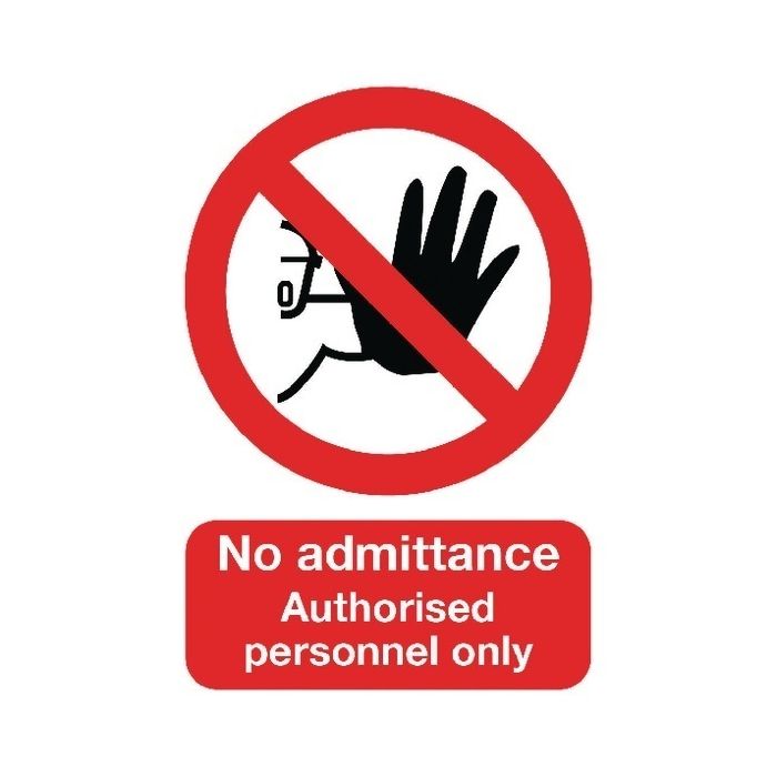 No Admittance Authorised Personnel Only Sign A5 S/A No Admittance Authorised Personnel Only Sign A5 S/A
