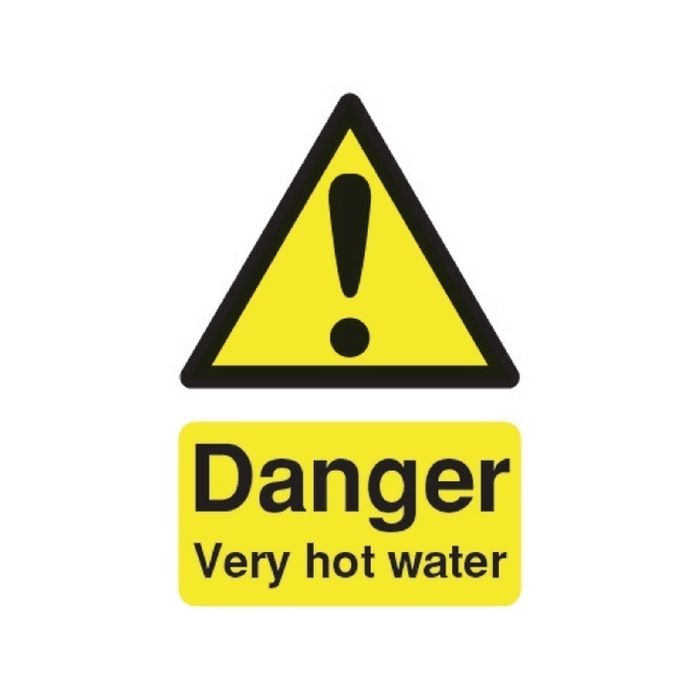Danger Very Hot Water Sign 70 x 50mm S/A